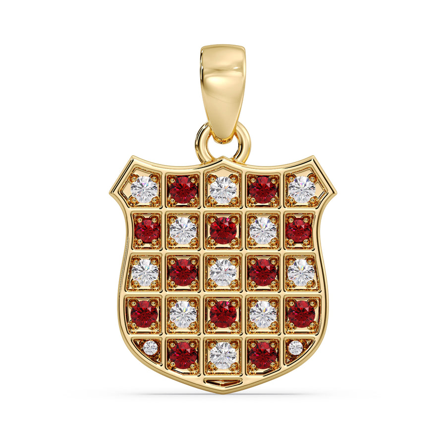 Croatian GRB pendant in gold set with rubies and diamonds