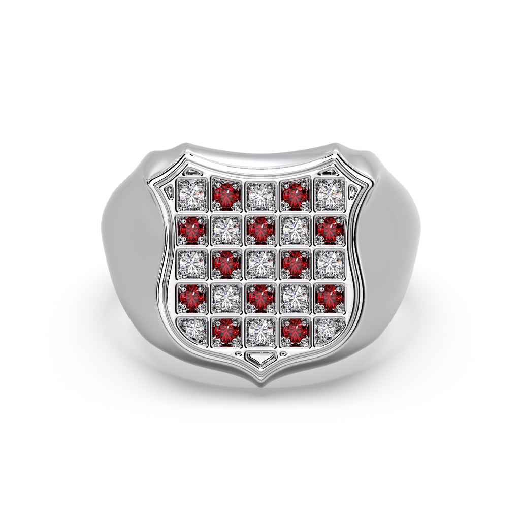 White Gold smooth edged GRB Ring image 1
