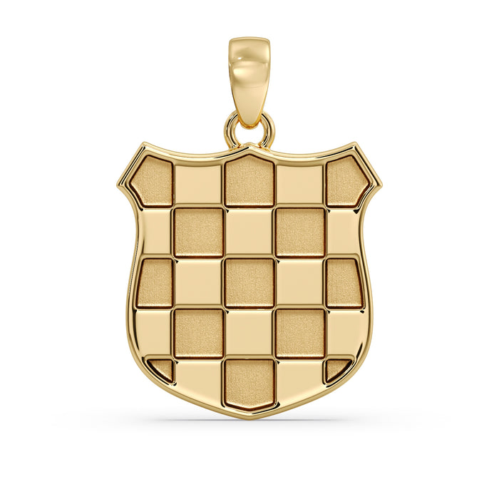 Croatian coat of arms pendant in 9ct yellow gold, straight-on front view