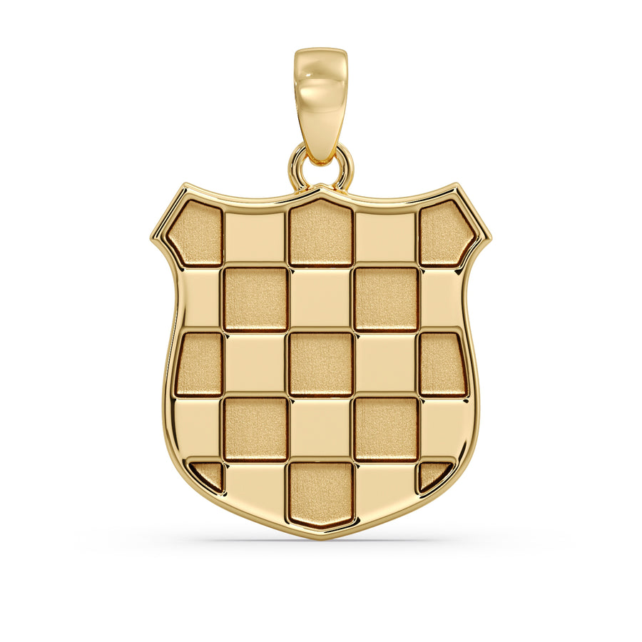 Croatian coat of arms pendant in 9ct yellow gold, straight-on front view