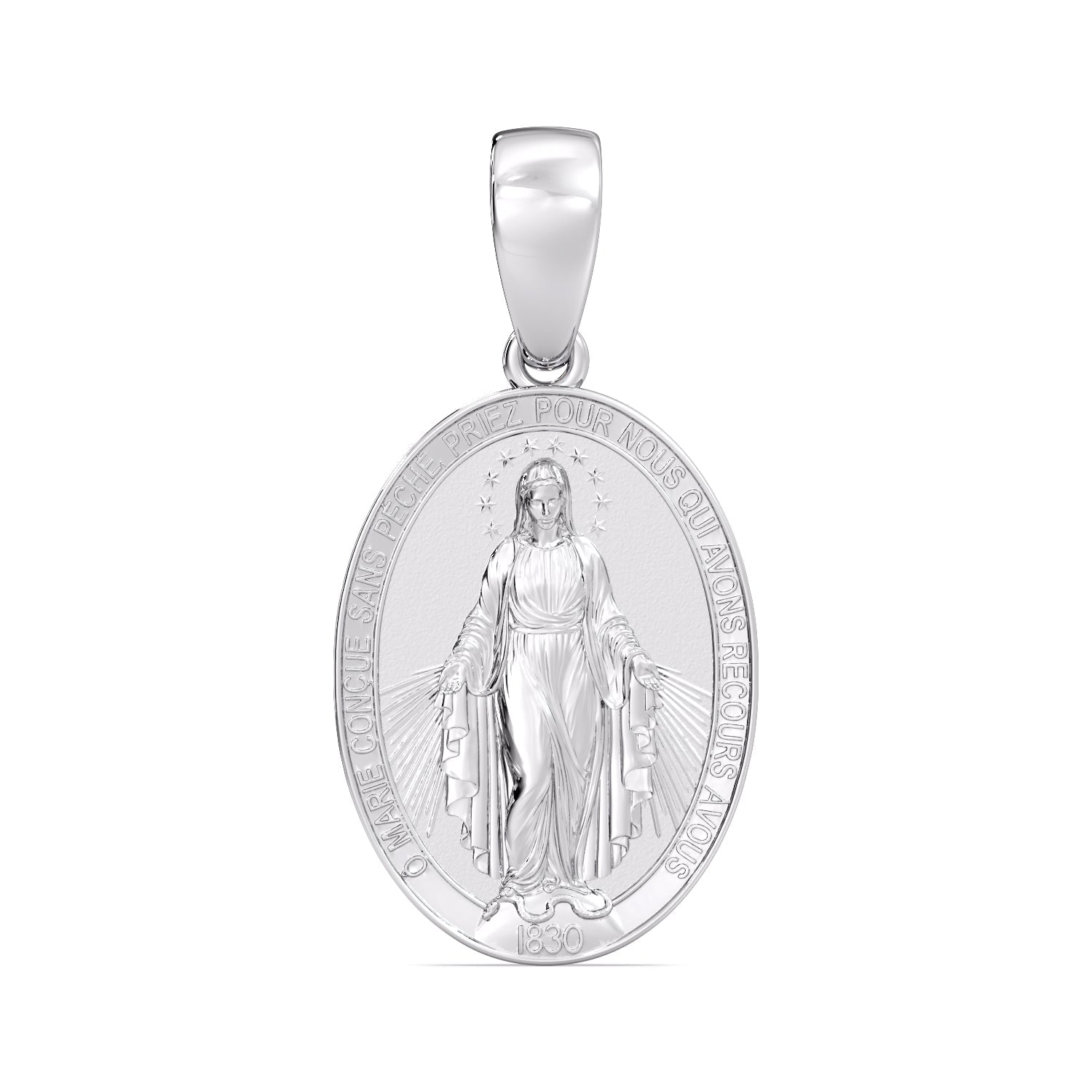 9ct White Gold Miraculous Medal