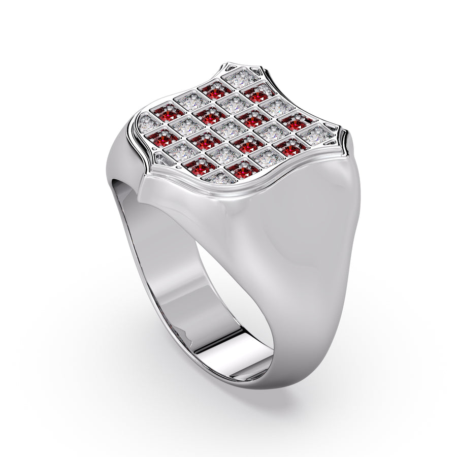 White Gold smooth edged GRB Ring image 0