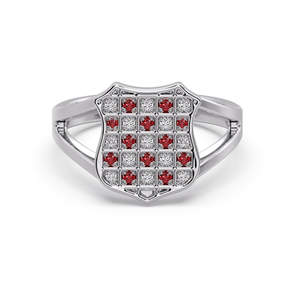 Silver GRB (Diamond& Ruby) ring image 2
