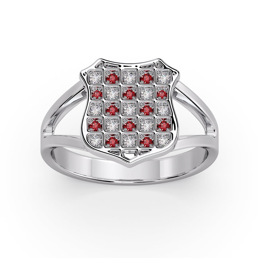 Silver GRB (Diamond& Ruby) ring image 0