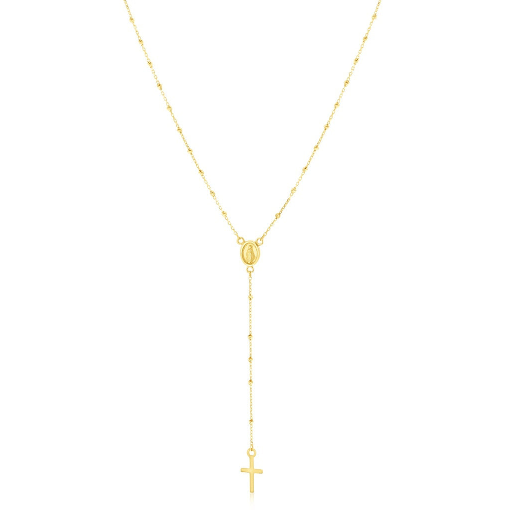 9ct yellow gold Madonna rosary necklace with cross