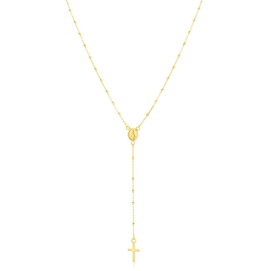 9ct yellow gold Madonna rosary necklace with cross