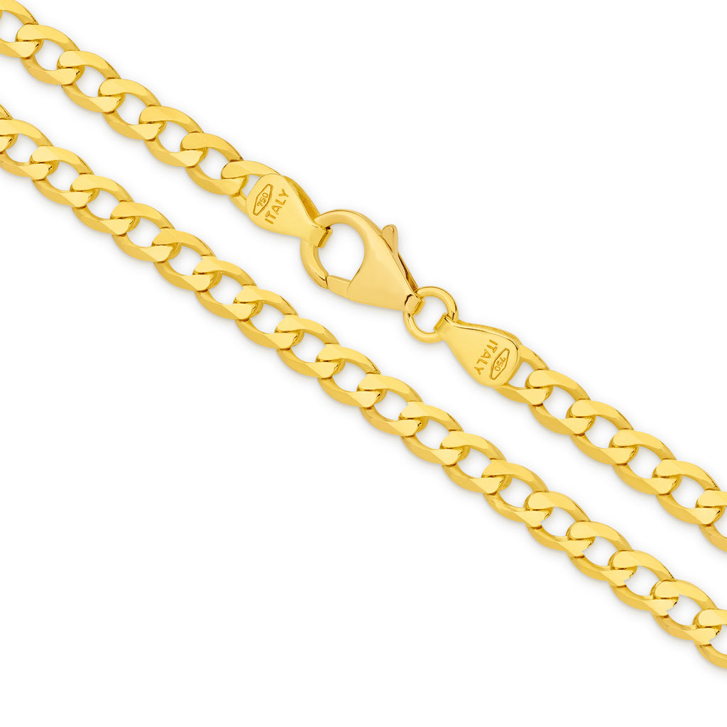 Diamond Cut Flat Curb Chain 3.95mm Yellow Gold - CFFC00007