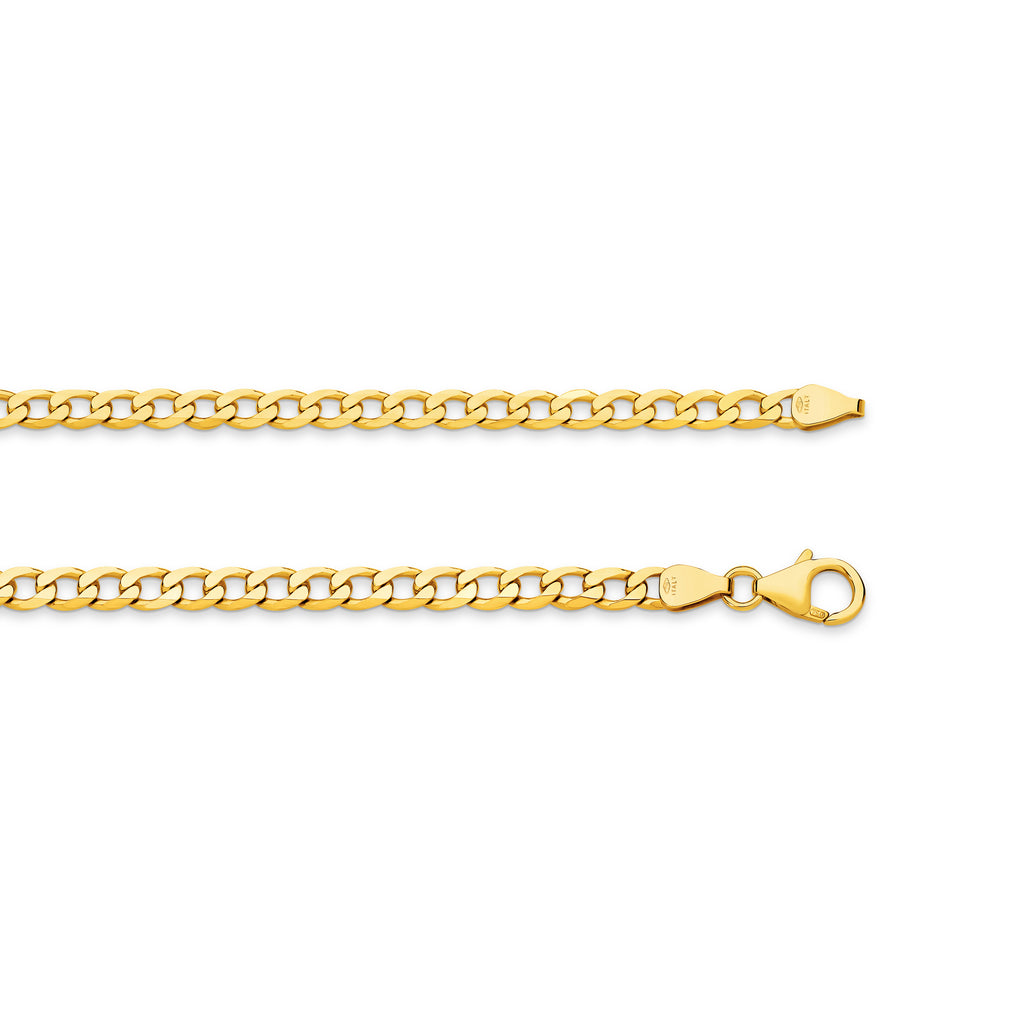 Diamond Cut Flat Curb Chain 3.95mm Yellow Gold - CFFC00007