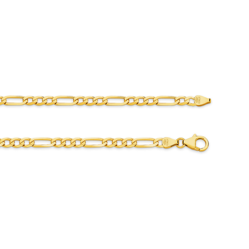 Diamond Cut Figaro Chain 3.95mm Yellow Gold - CFDF00004
