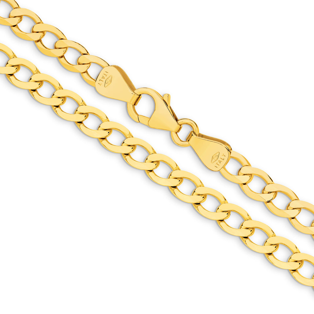 Diamond Cut Flat Curb Chain 4.84mm Yellow Gold - CFFC00009