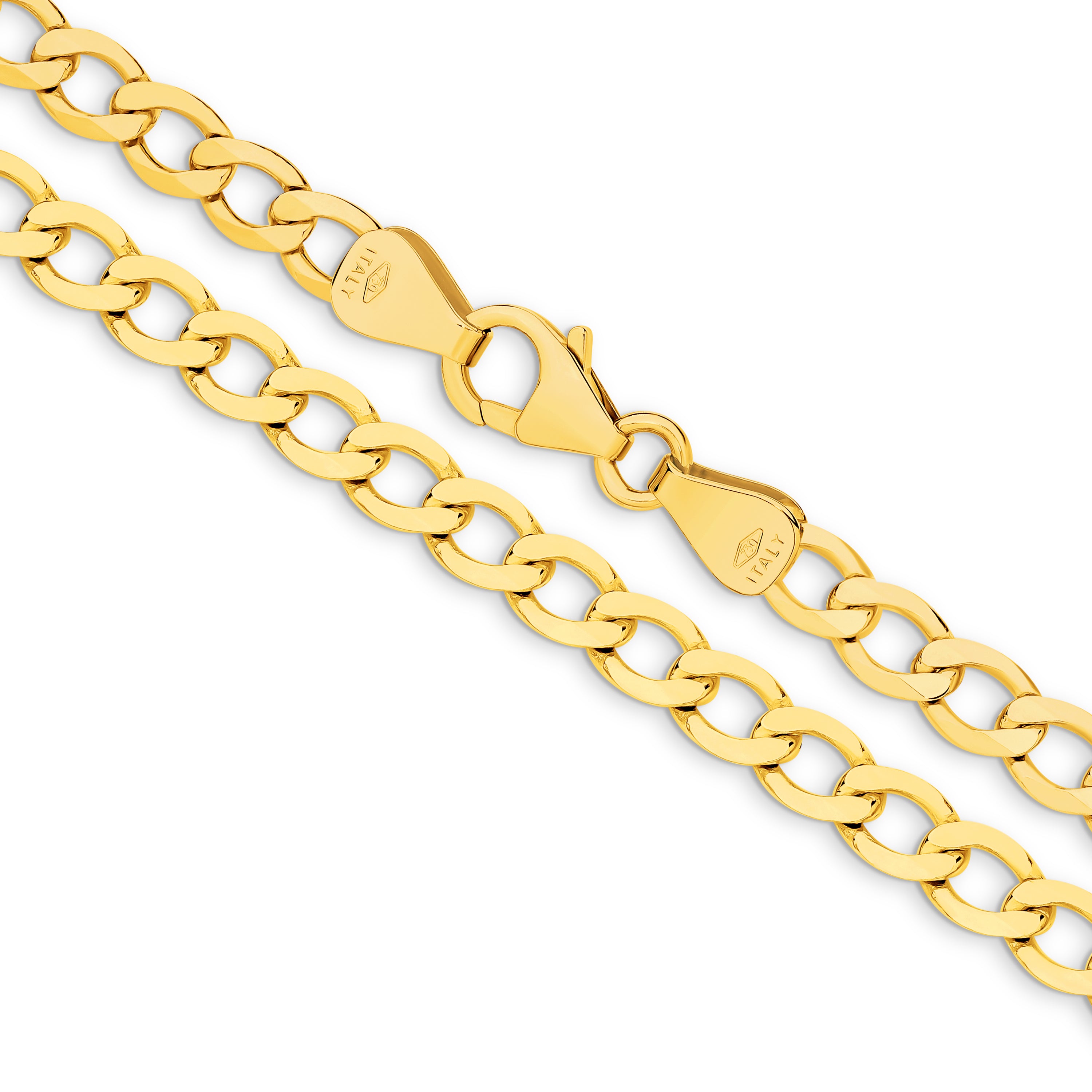 Diamond Cut Flat Curb Chain 4.84mm Yellow Gold - CFFC00009