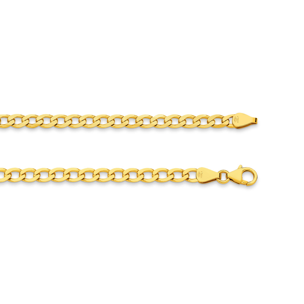 Diamond Cut Flat Curb Chain 4.84mm Yellow Gold - CFFC00009