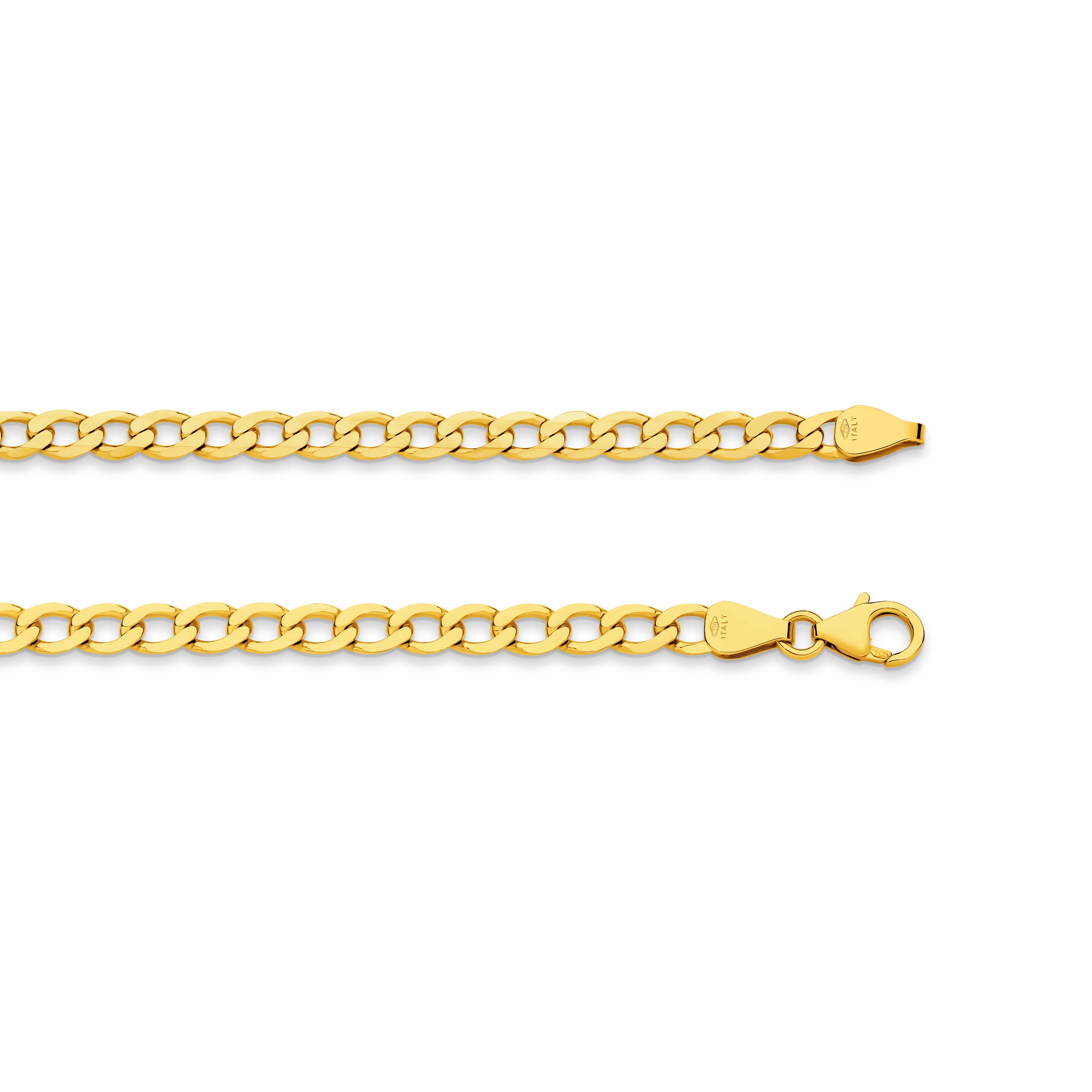 Diamond Cut Flat Curb Chain 4.84mm Yellow Gold - CFFC00009