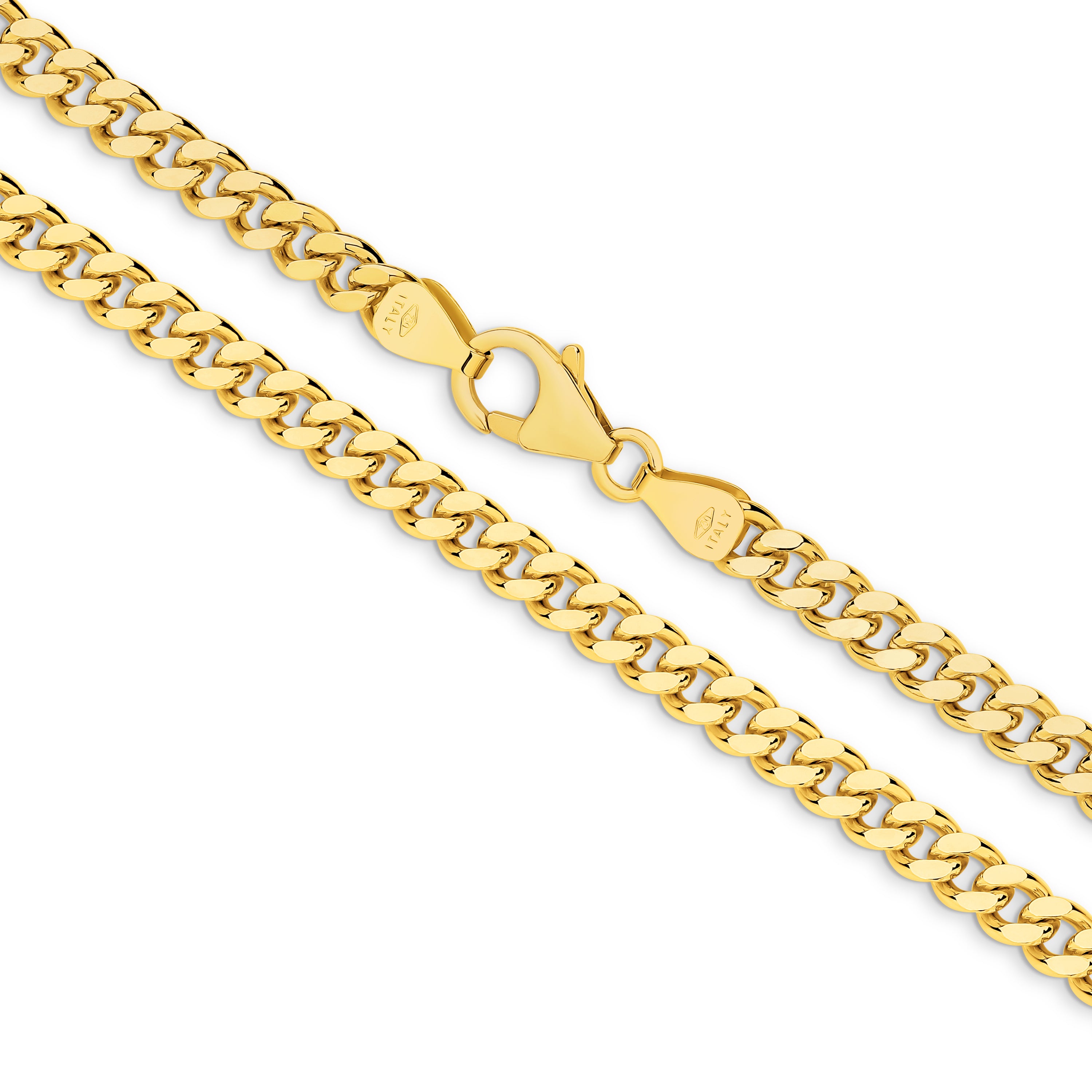Diamond Cut Curb Chain 4.24mm Yellow Gold - CFDM00005
