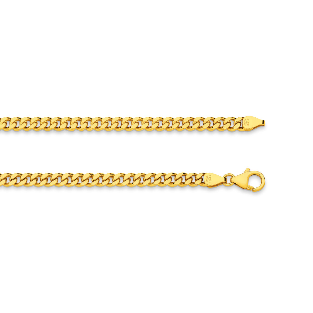 Diamond Cut Curb Chain 4.24mm Yellow Gold - CFDM00005