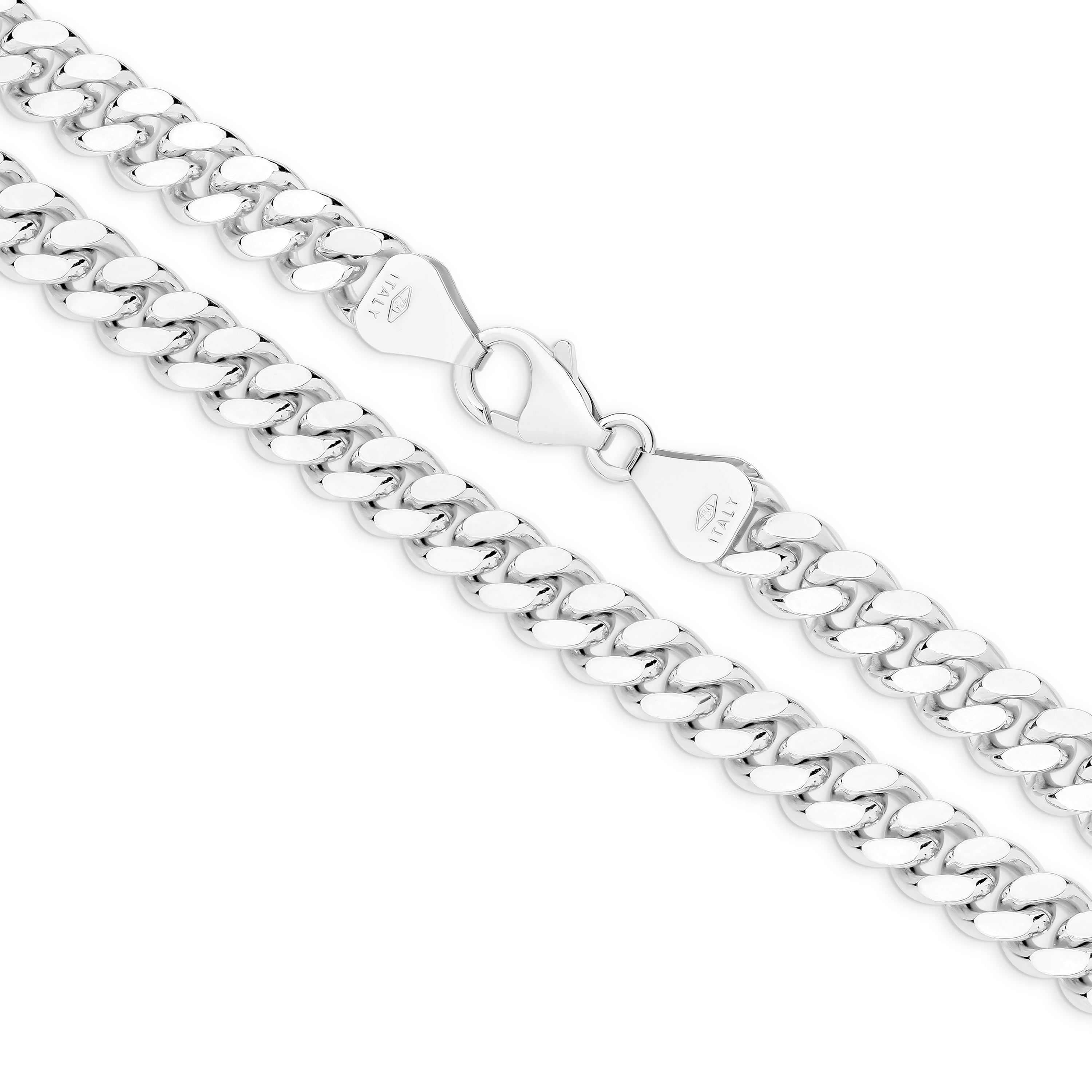 Diamond Cut Curb Chain 7.16mm White Gold - CFDM00017