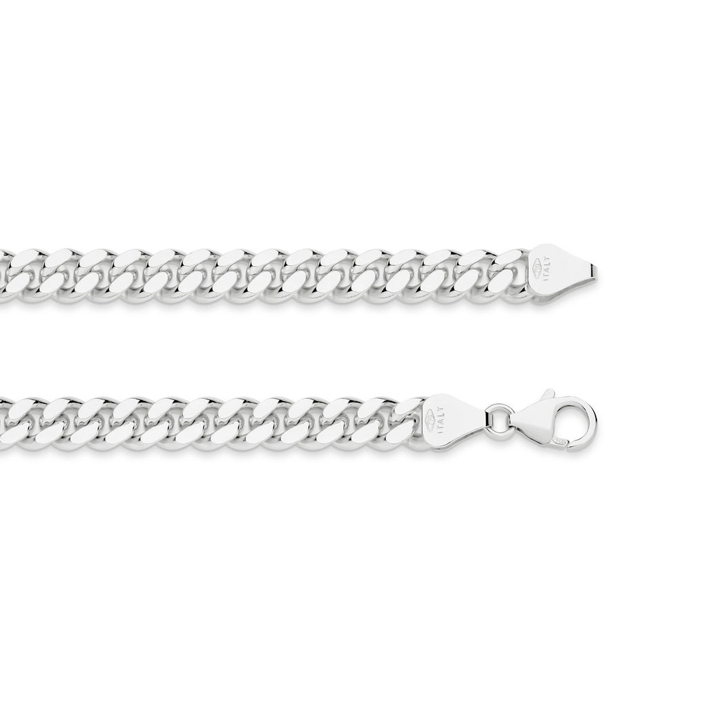 Diamond Cut Curb Chain 7.16mm White Gold - CFDM00017