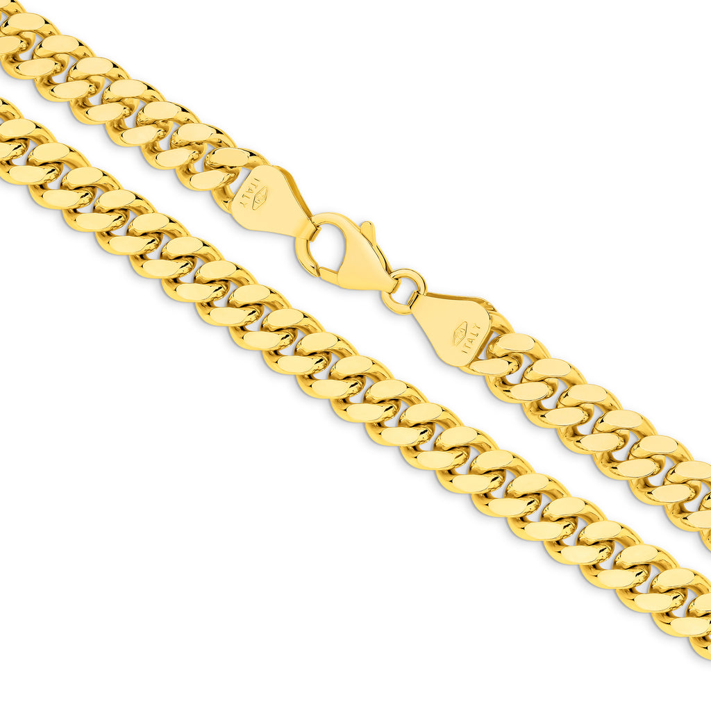 Diamond Cut Curb Chain 7.16mm Yellow Gold - CFDM00007