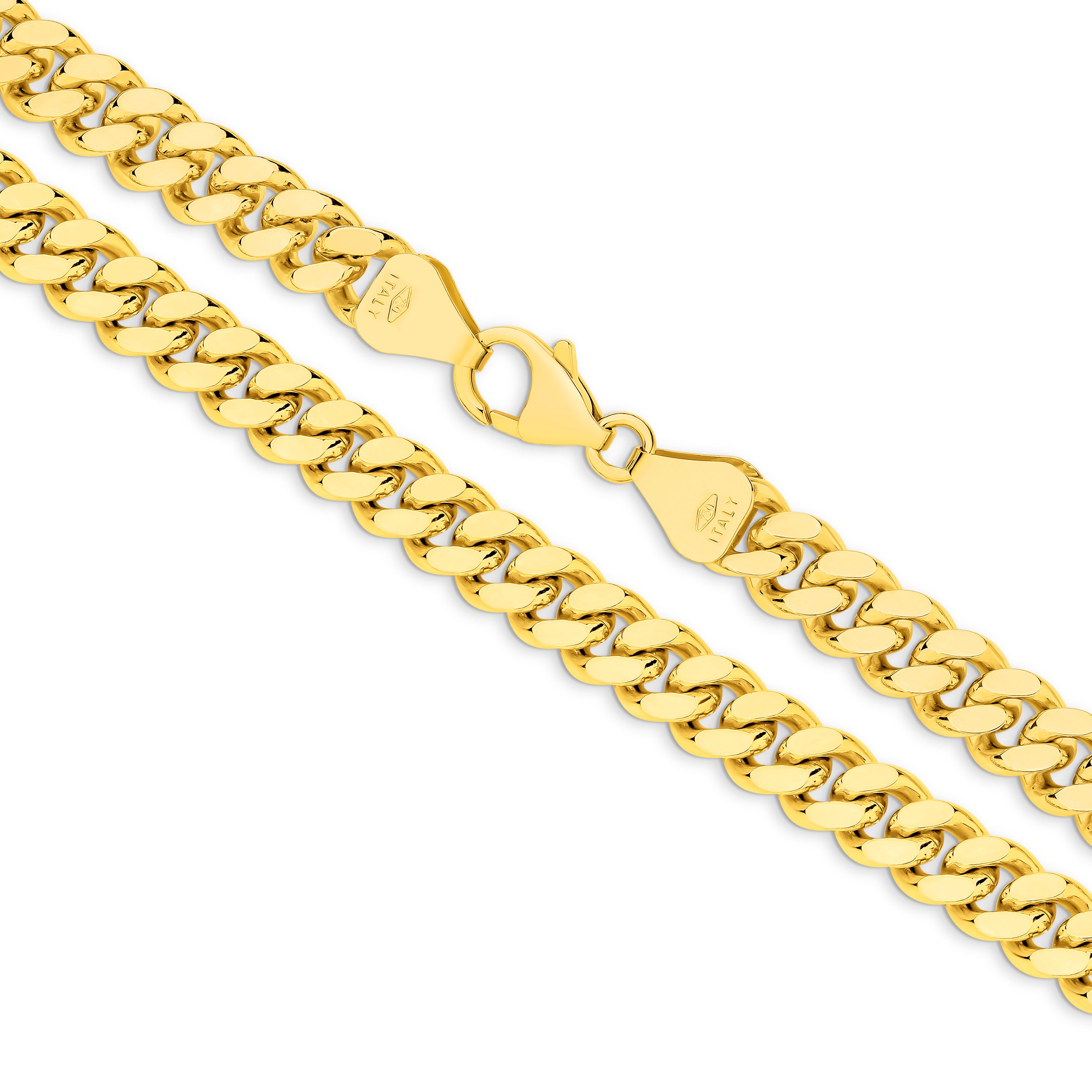 Diamond Cut Curb Chain 7.16mm Yellow Gold - CFDM00007