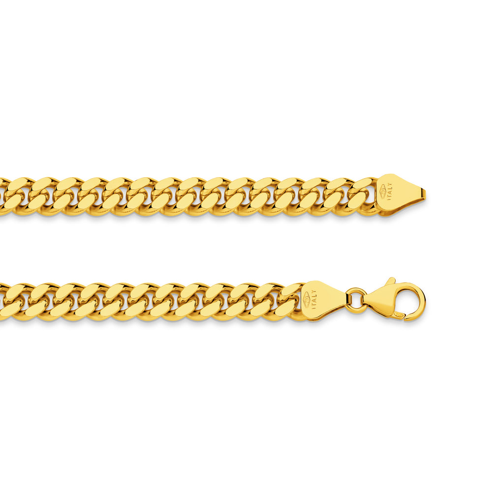 Diamond Cut Curb Chain 7.16mm Yellow Gold - CFDM00007