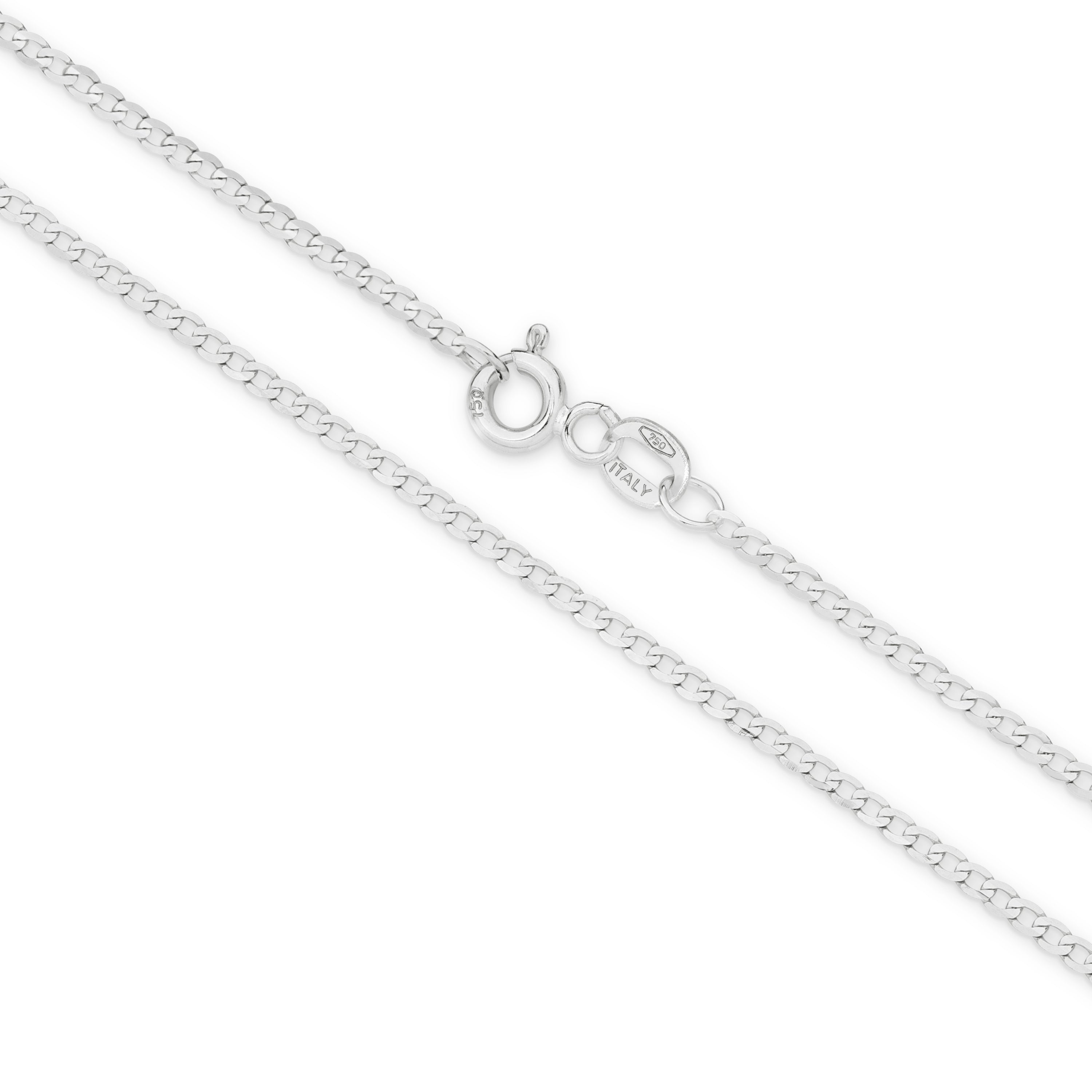 Diamond Cut Flat Curb Chain 1.54mm White Gold - CFFC00001