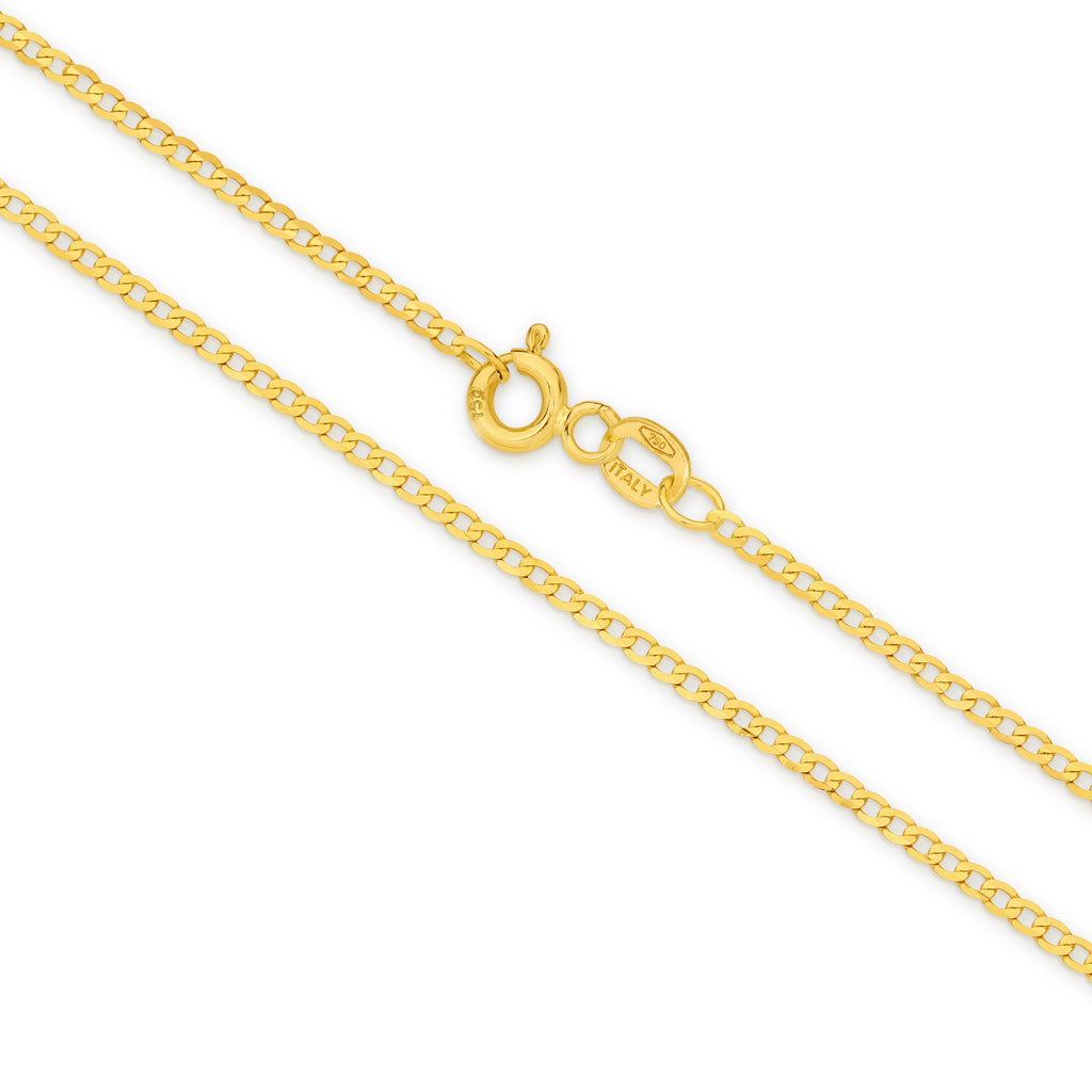 Diamond Cut Flat Curb Chain 1.54mm Yellow Gold - CFFC00004