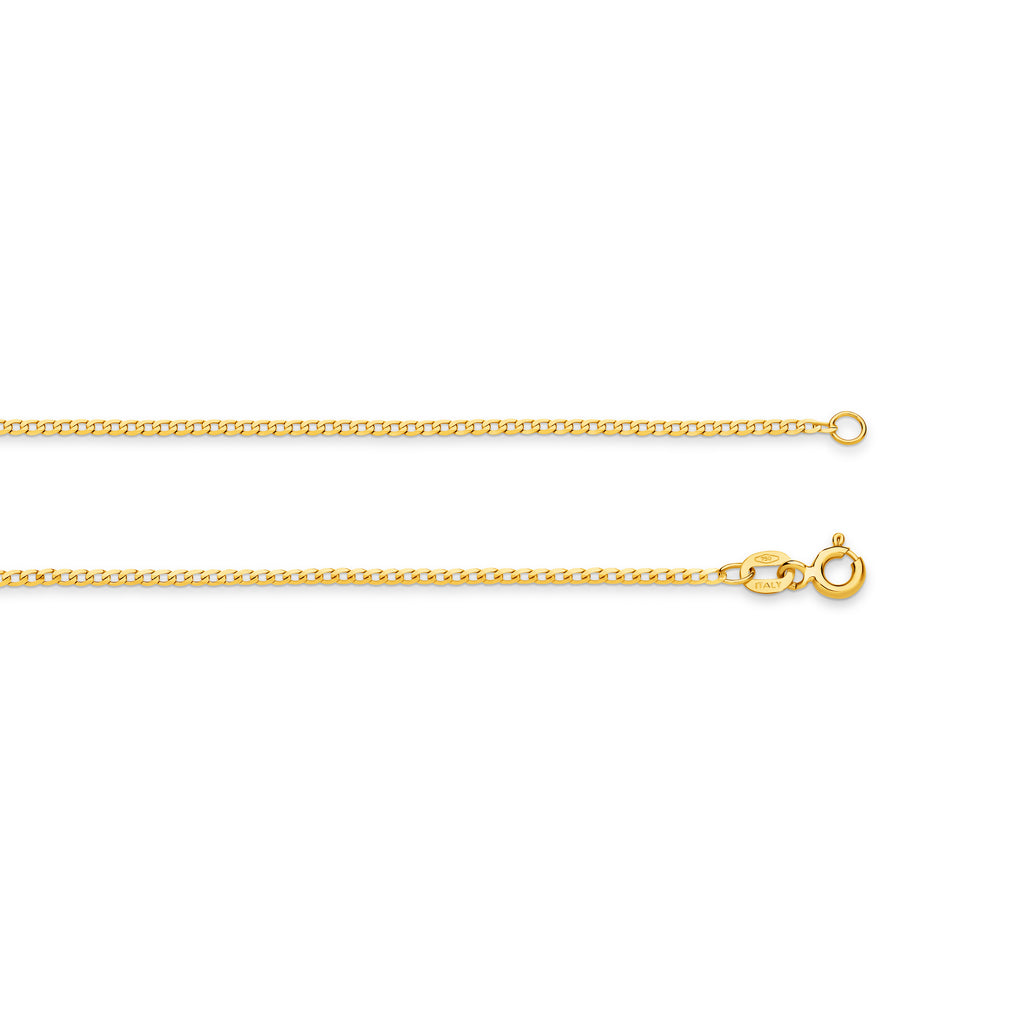 Diamond Cut Flat Curb Chain 1.54mm Yellow Gold - CFFC00004