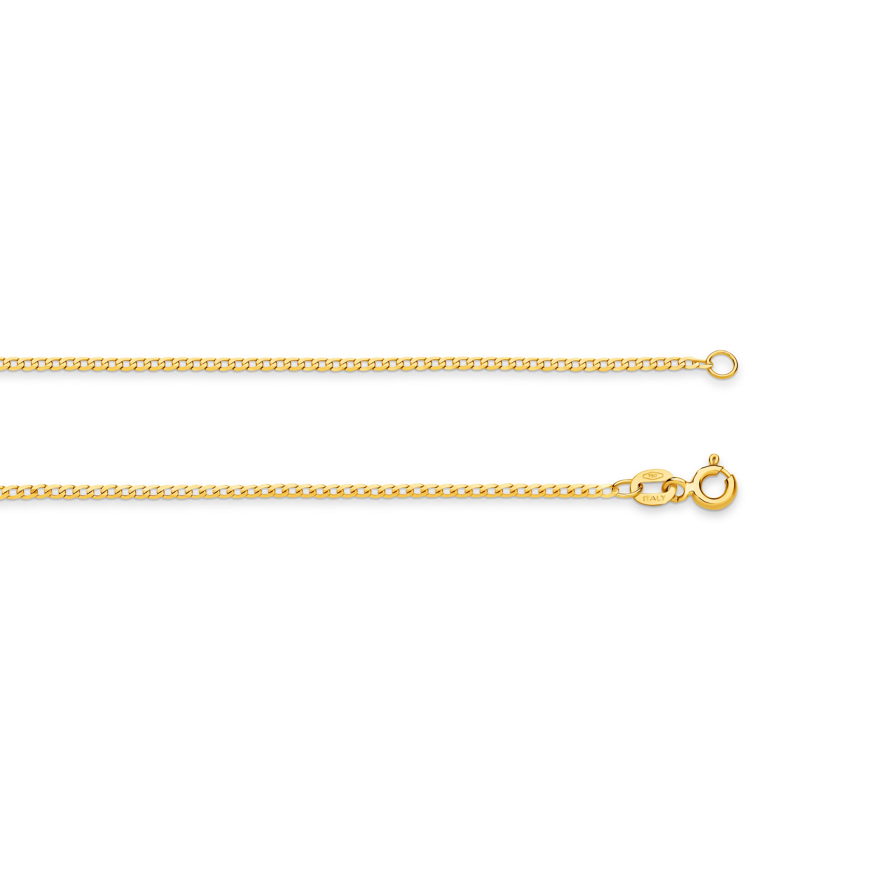 Diamond Cut Flat Curb Chain 1.54mm Yellow Gold - CFFC00004