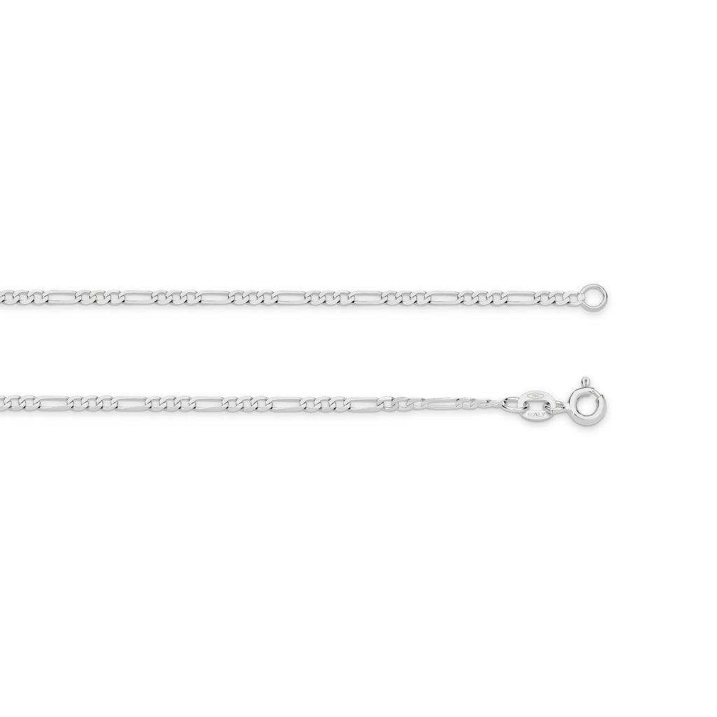 Diamond Cut Figaro Chain 1.92mm White Gold - CFDF00010