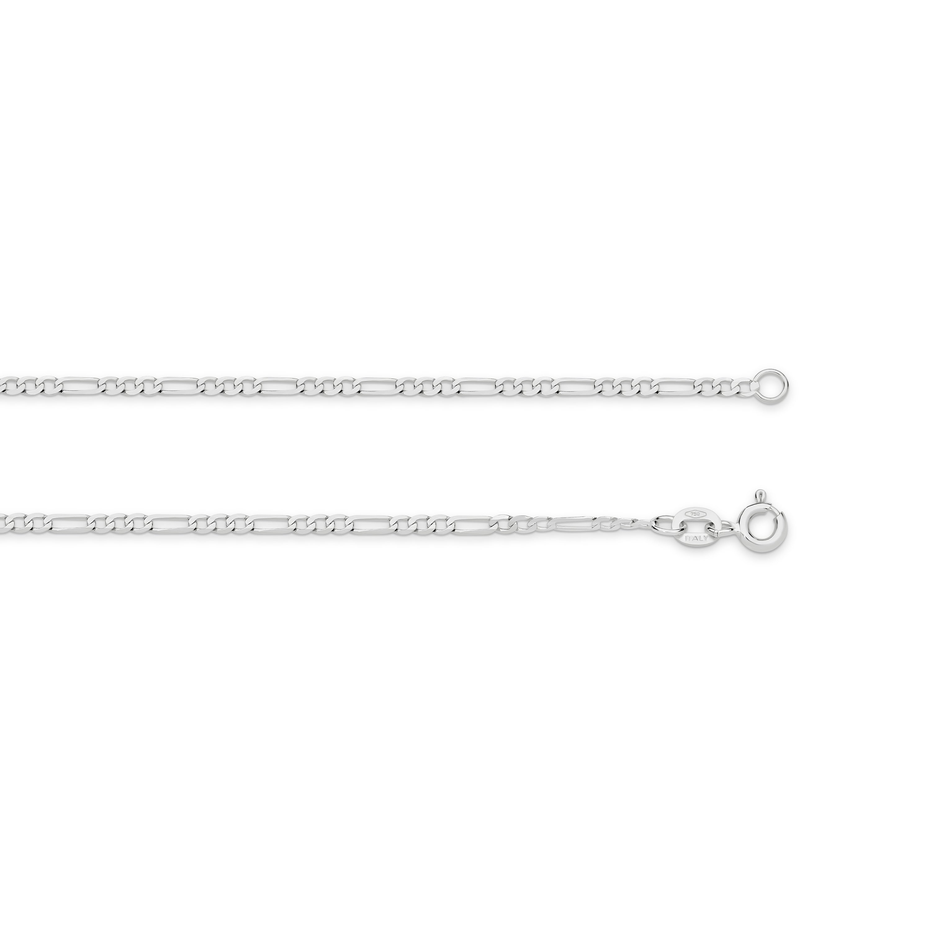 Diamond Cut Figaro Chain 1.92mm White Gold - CFDF00010