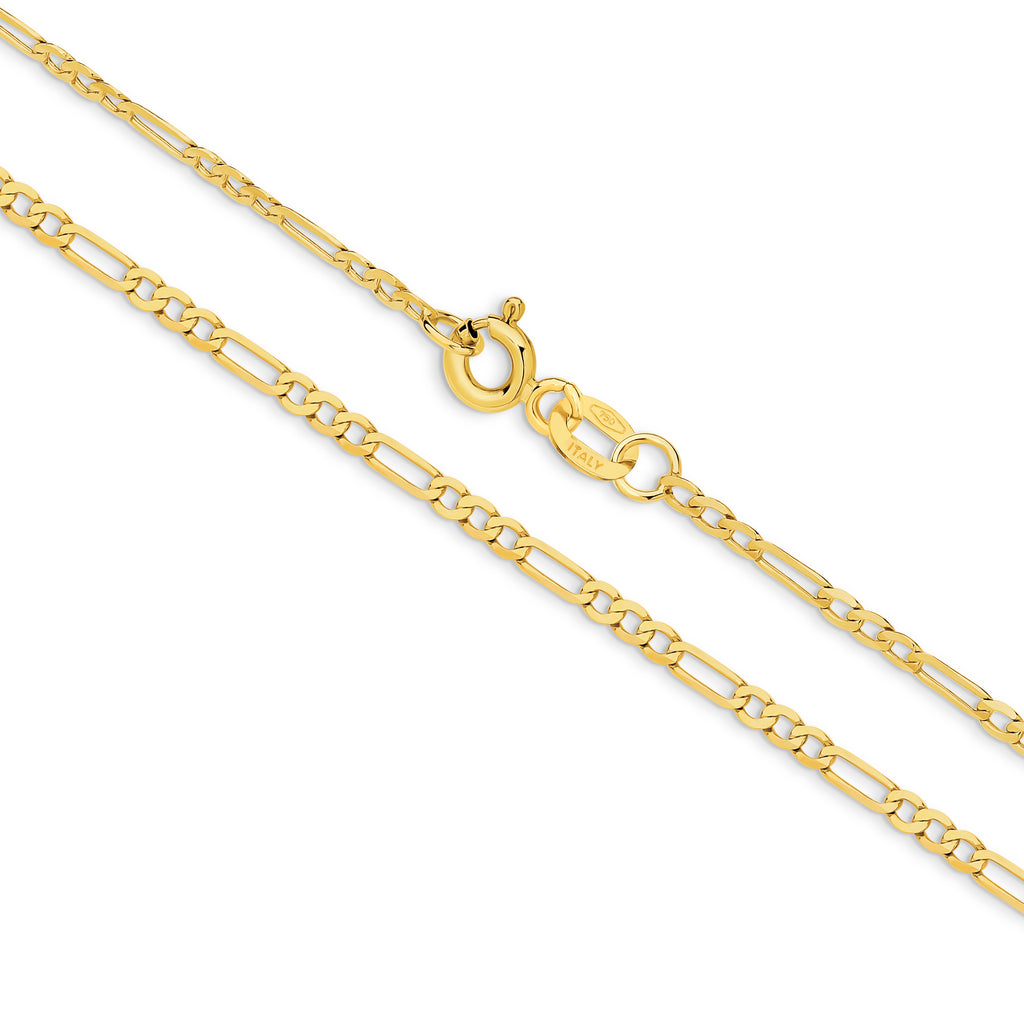Diamond Cut Figaro Chain 1.92mm Yellow Gold - CFDF00001