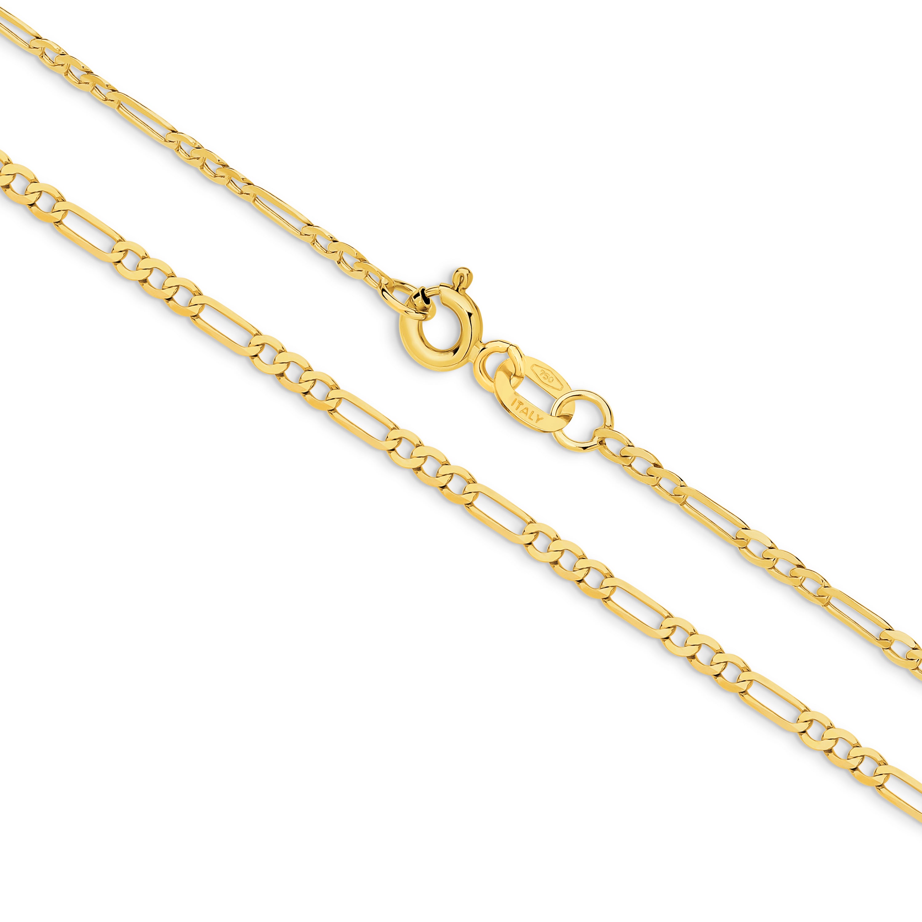 Diamond Cut Figaro Chain 1.92mm Yellow Gold - CFDF00001