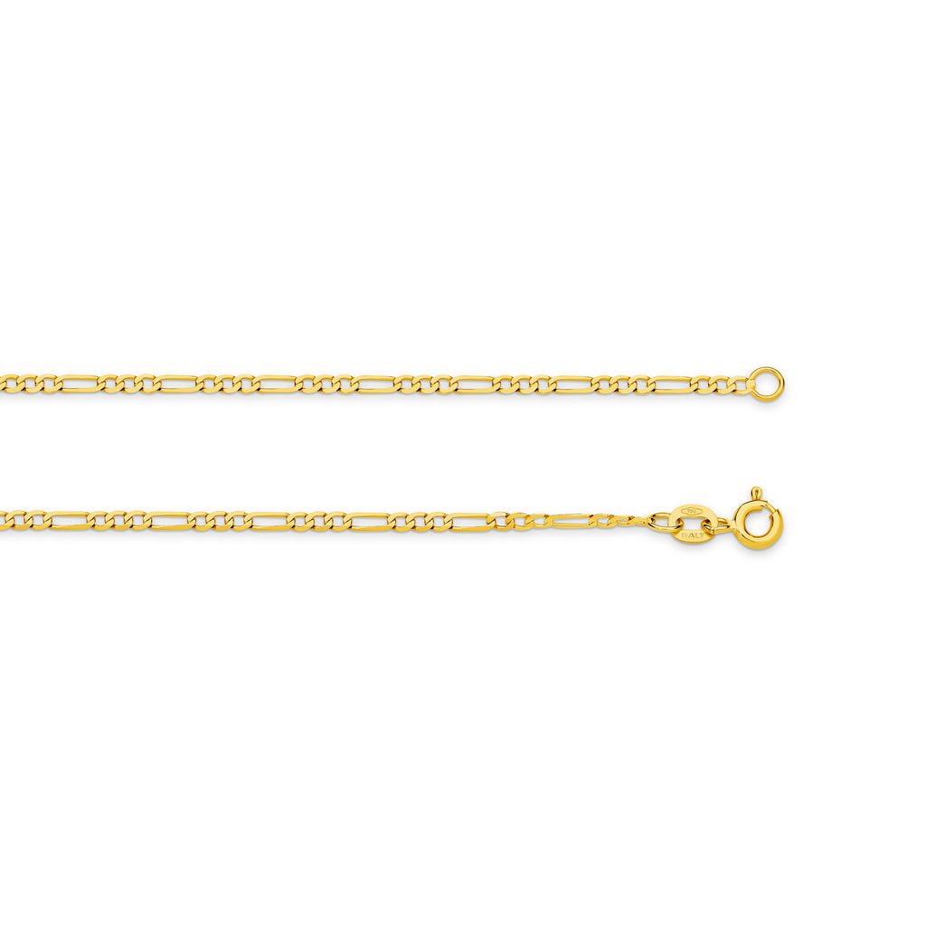 Diamond Cut Figaro Chain 1.92mm Yellow Gold - CFDF00001