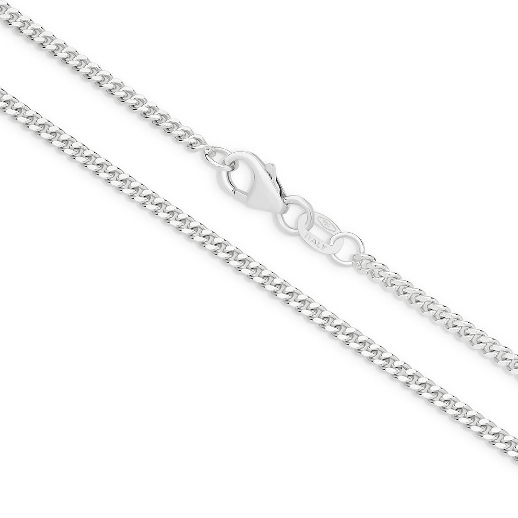 Diamond Cut Curb Chain 2.16mm White Gold - CFDM00014