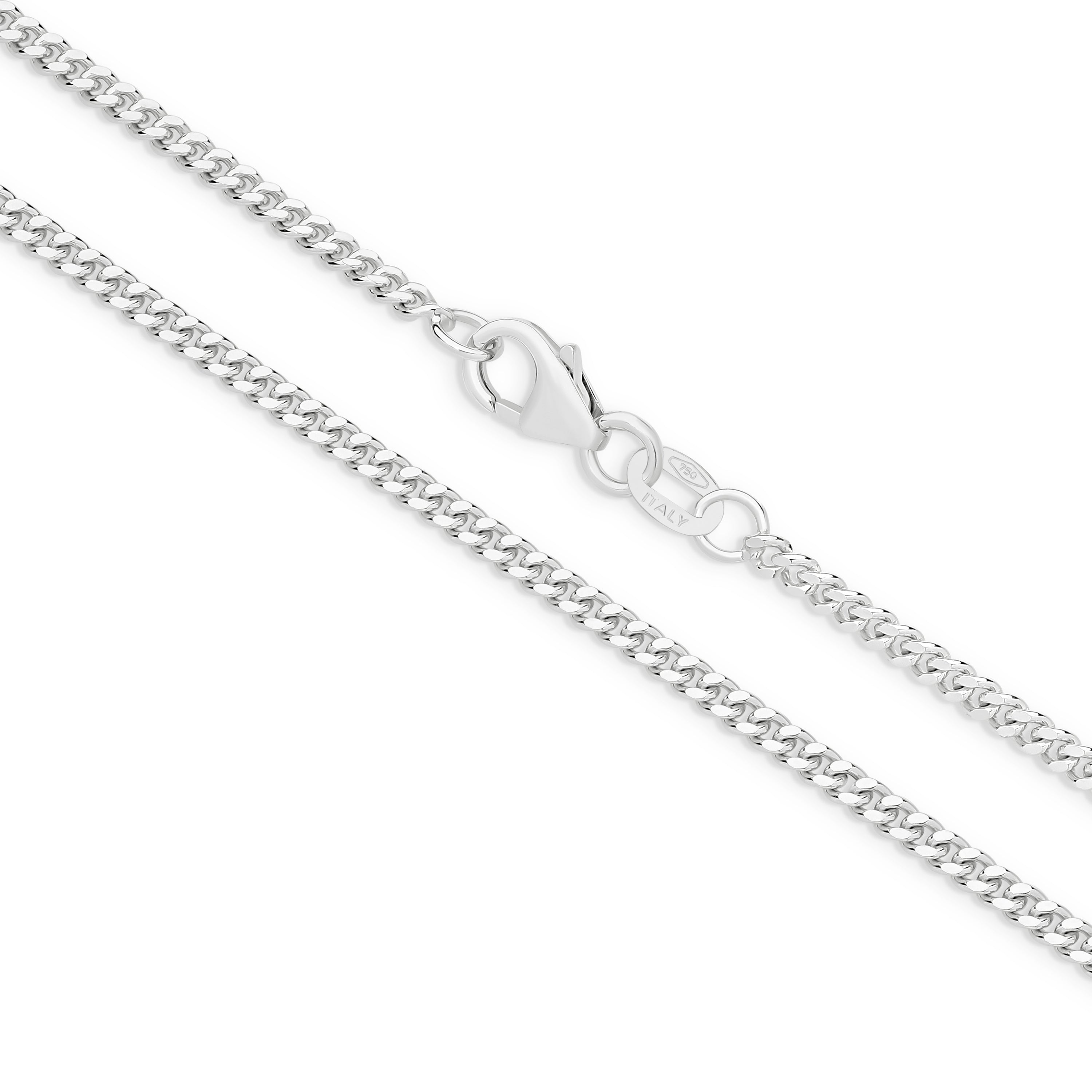 Diamond Cut Curb Chain 2.16mm White Gold - CFDM00014