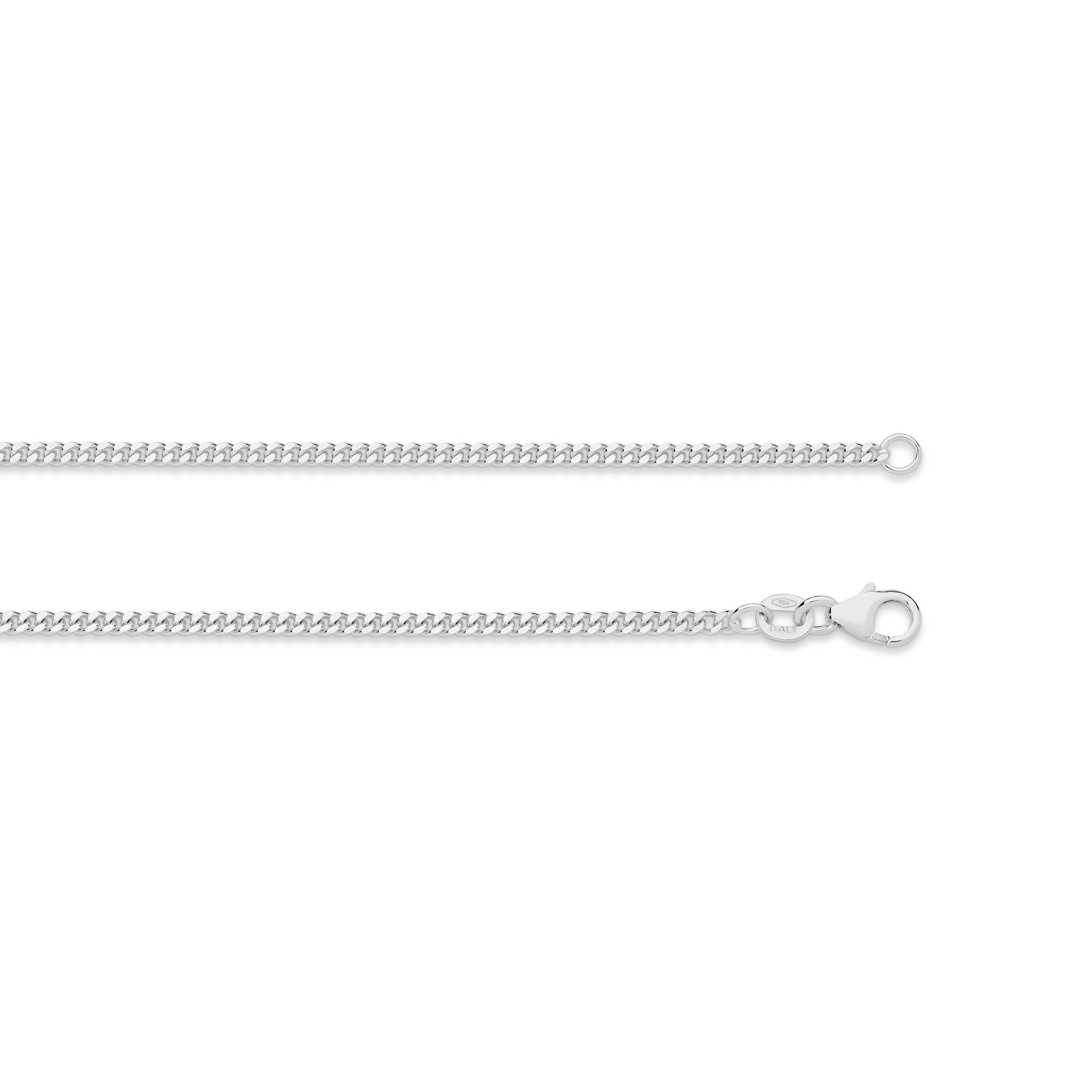 Diamond Cut Curb Chain 2.16mm White Gold - CFDM00014