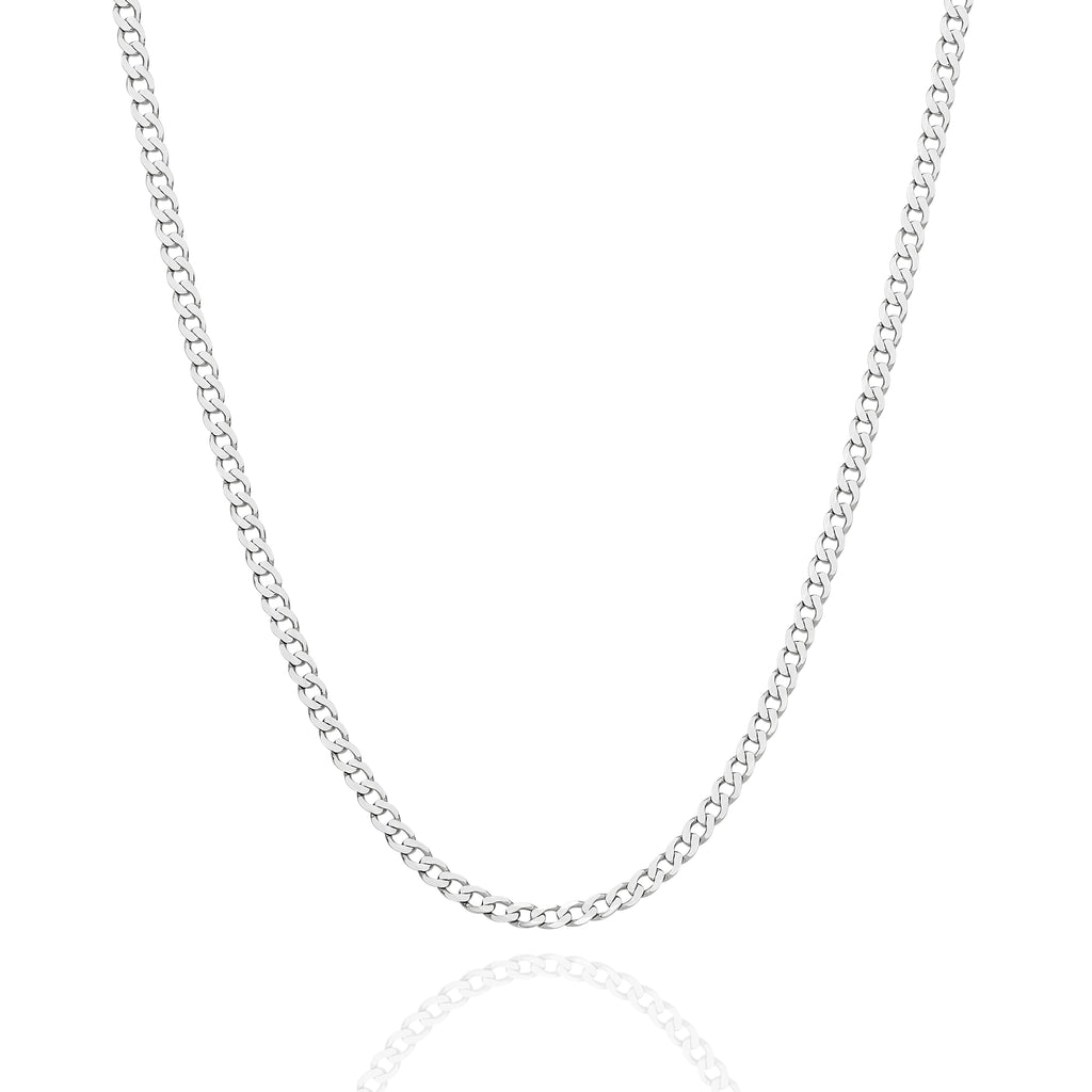 Diamond Cut Flat Curb Chain 2.4mm White Gold - CFFC00002