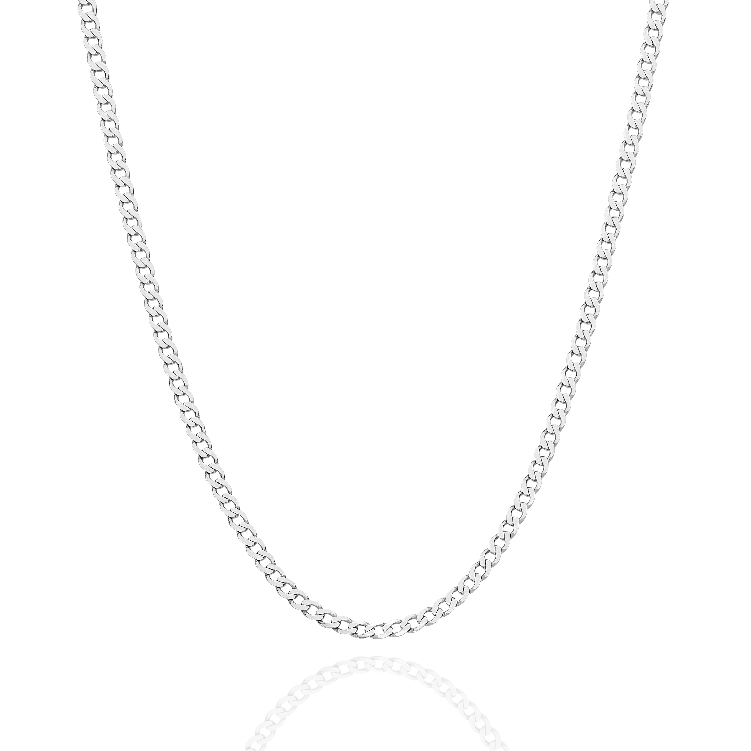 Diamond Cut Flat Curb Chain 2.4mm White Gold - CFFC00002