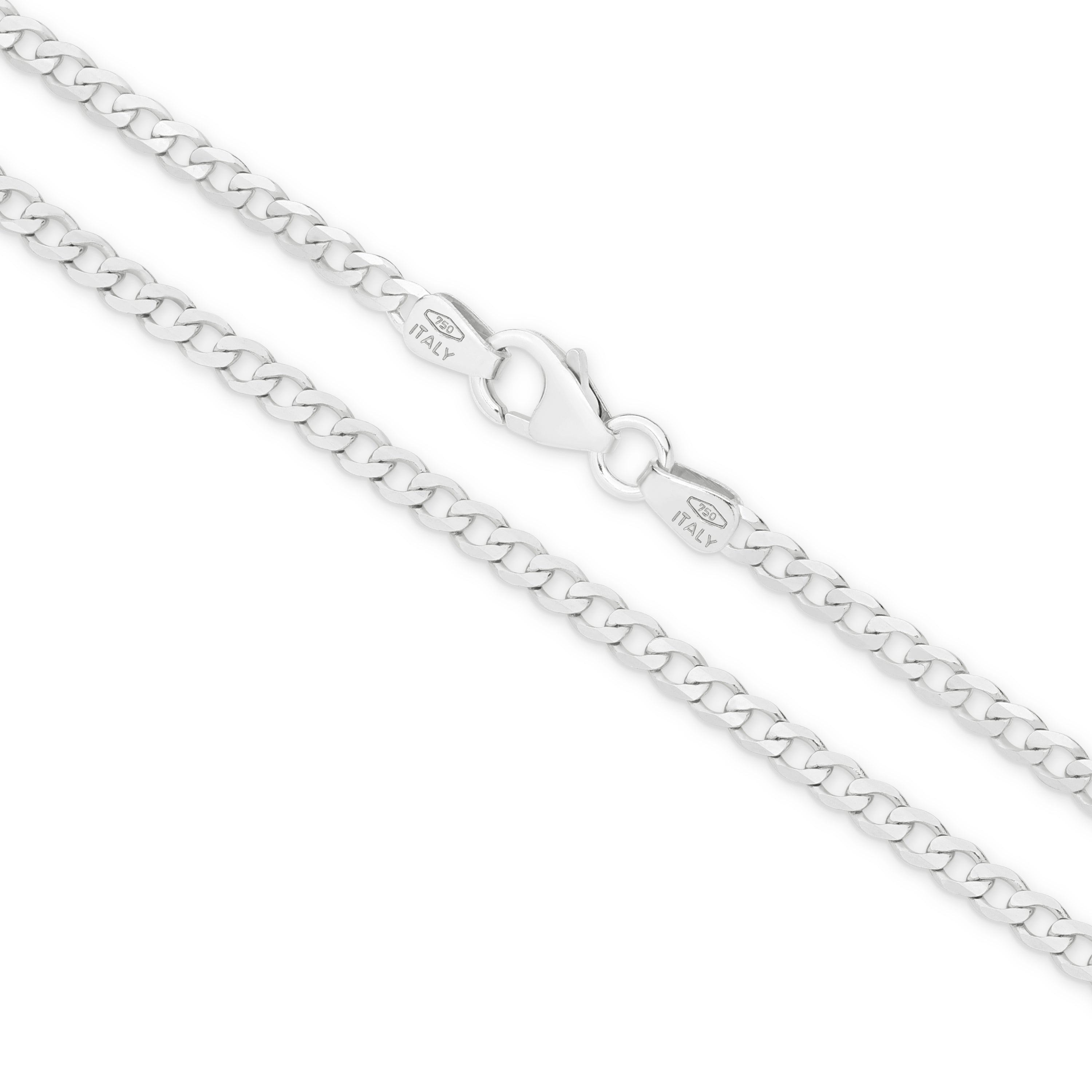 Diamond Cut Flat Curb Chain 2.4mm White Gold - CFFC00002