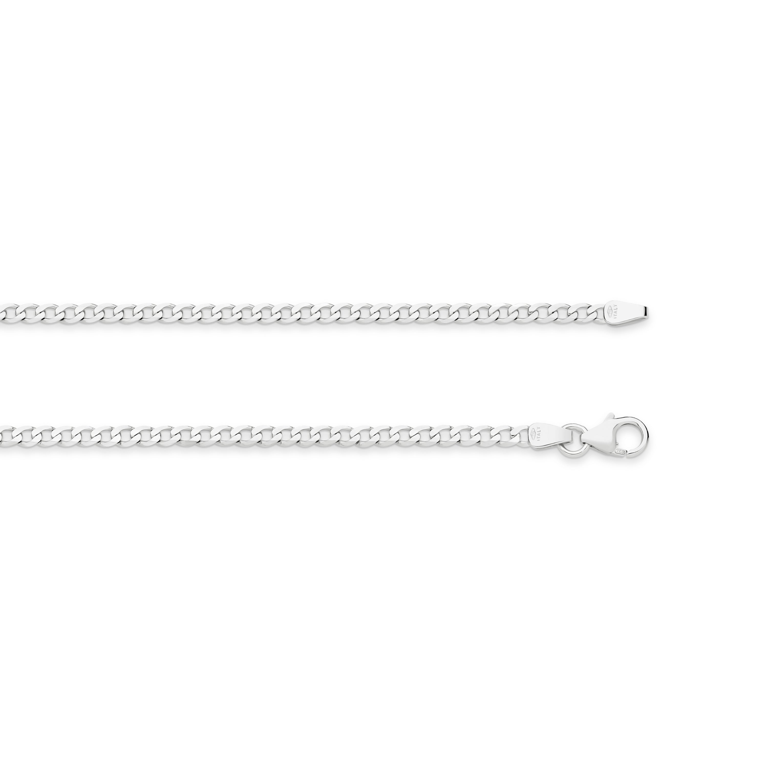 Diamond Cut Flat Curb Chain 2.4mm White Gold - CFFC00002