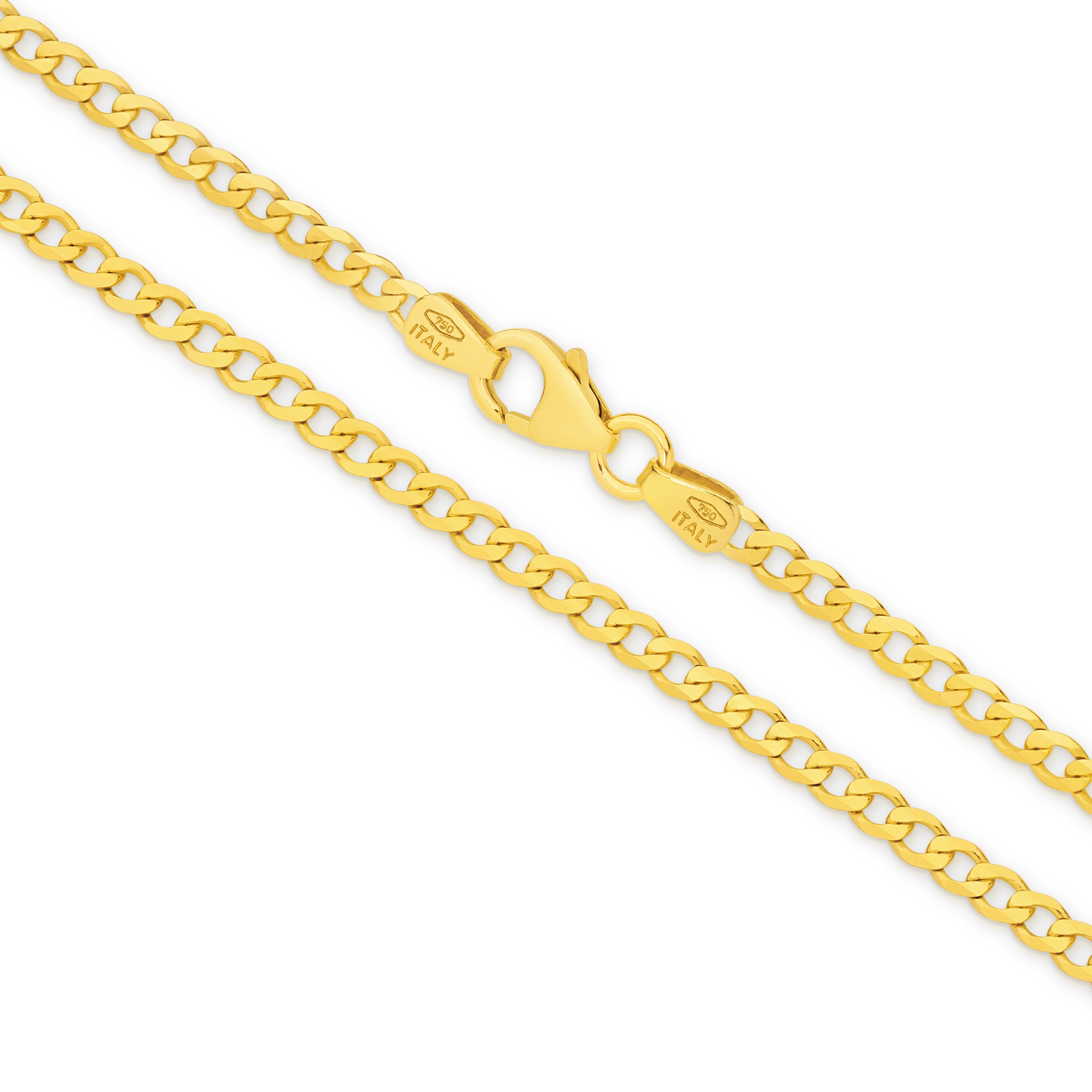 Diamond Cut Flat Curb Chain 2.4mm Yellow Gold - CFFC00005