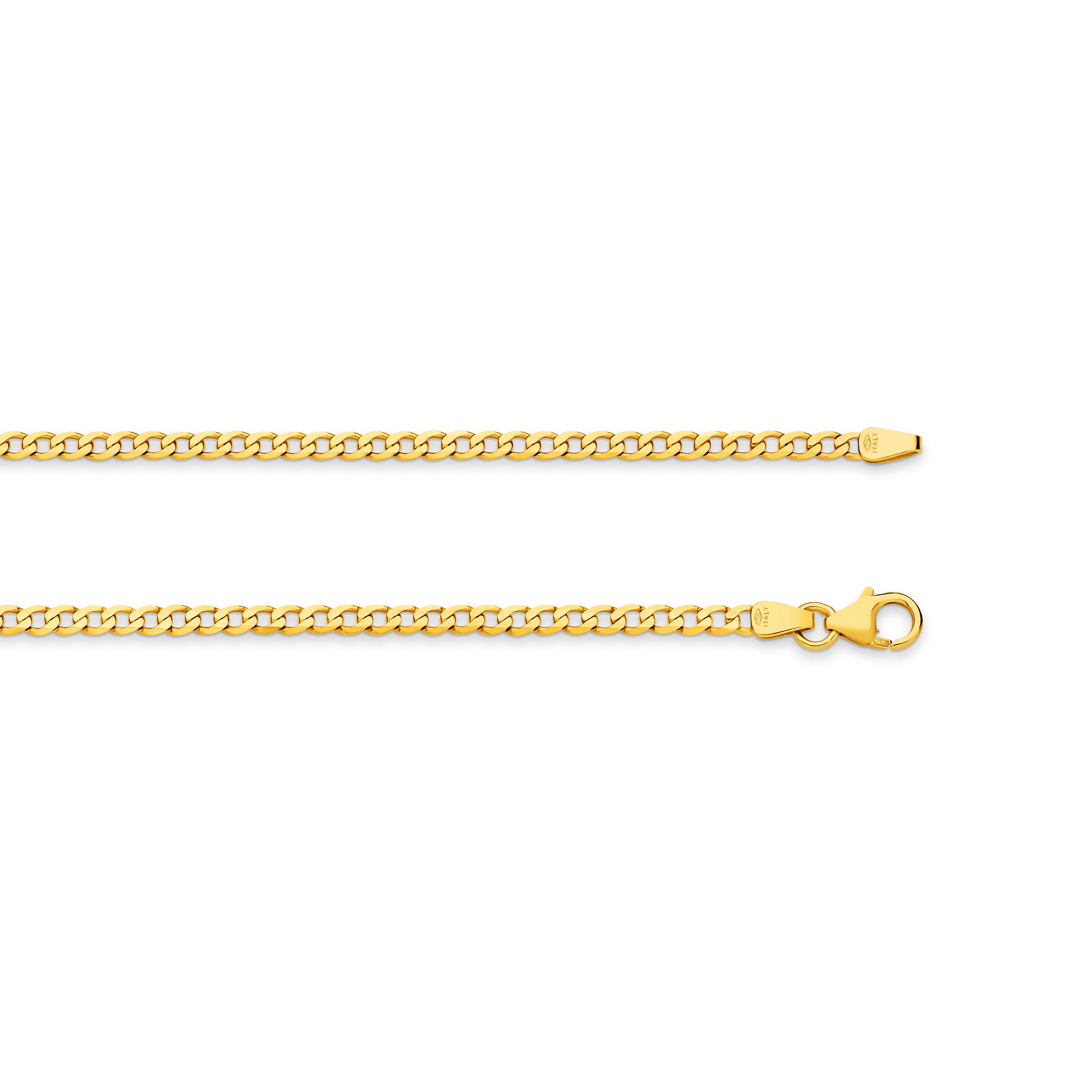 Diamond Cut Flat Curb Chain 2.4mm Yellow Gold - CFFC00005