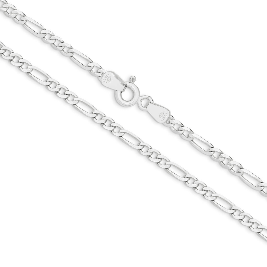 Diamond Cut Figaro Chain 2.4mm White Gold - CFDF00011