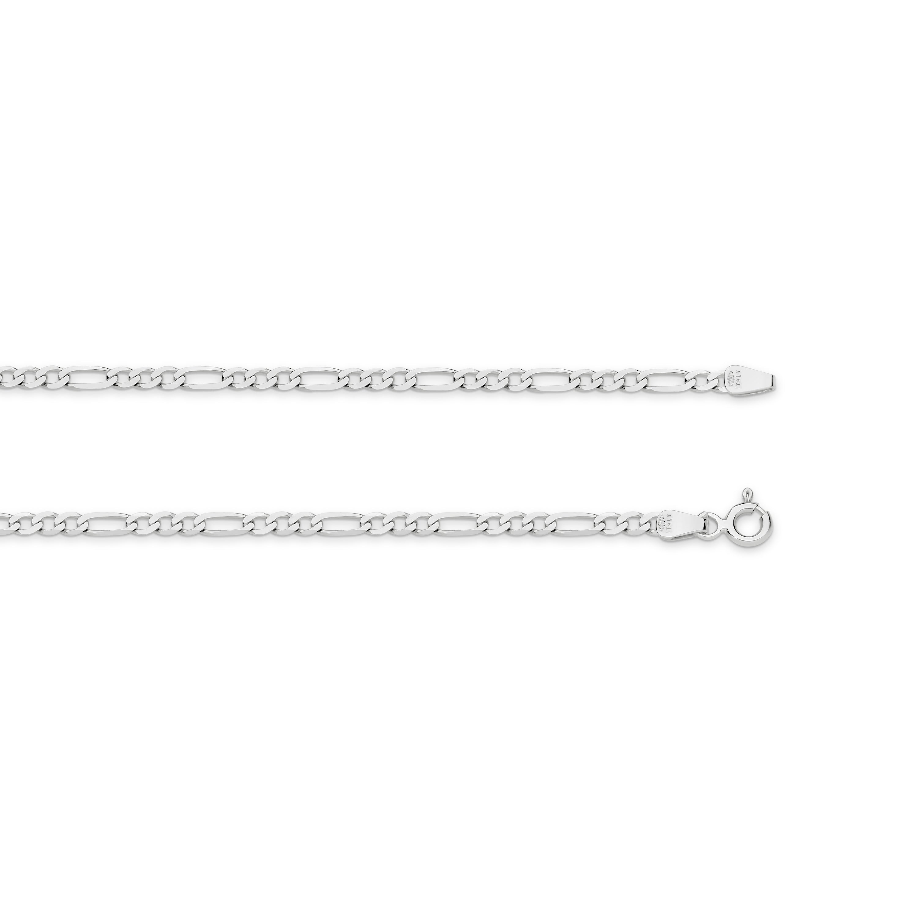 Diamond Cut Figaro Chain 2.4mm White Gold - CFDF00011