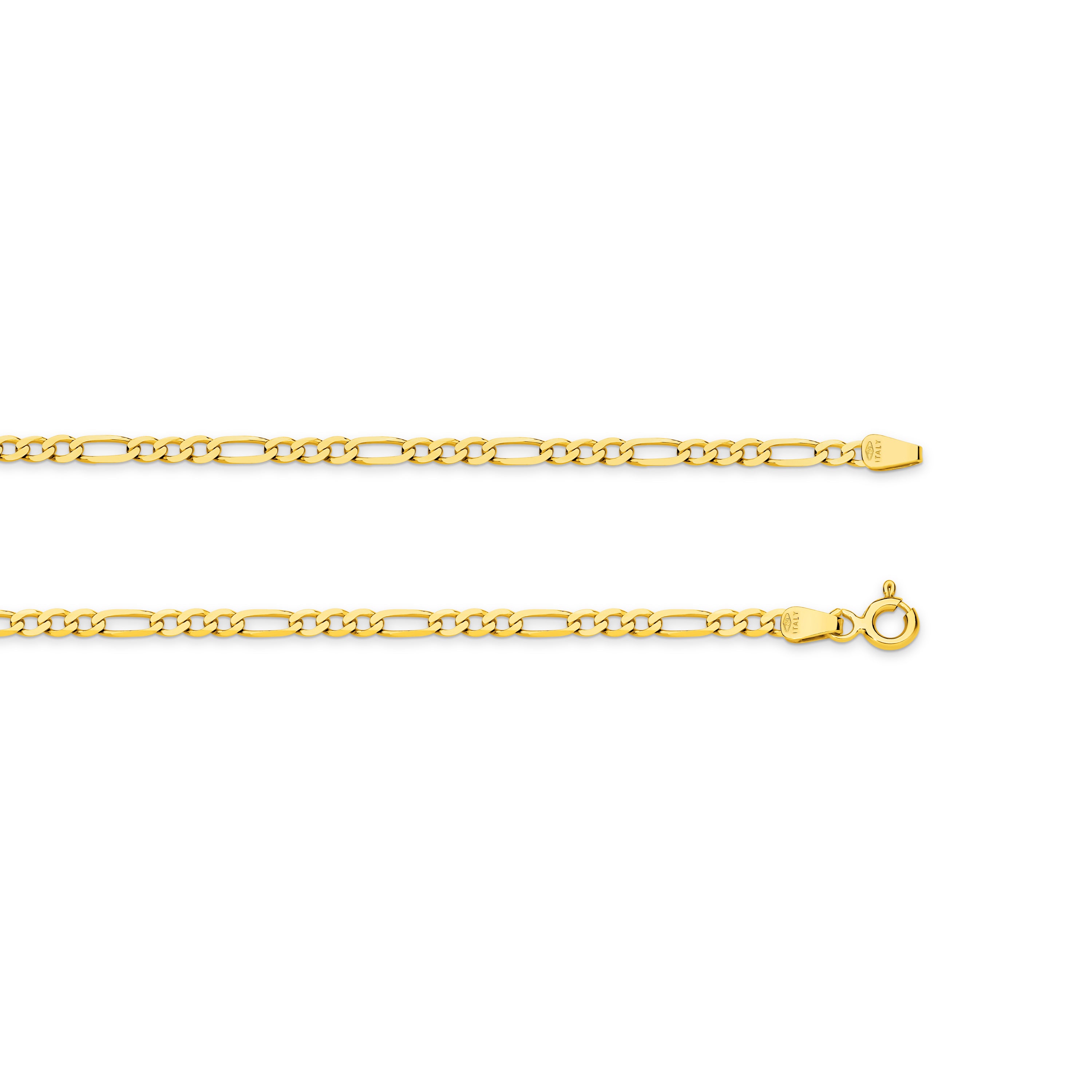 Diamond Cut Figaro Chain 2.4mm Yellow Gold - CFDF00002