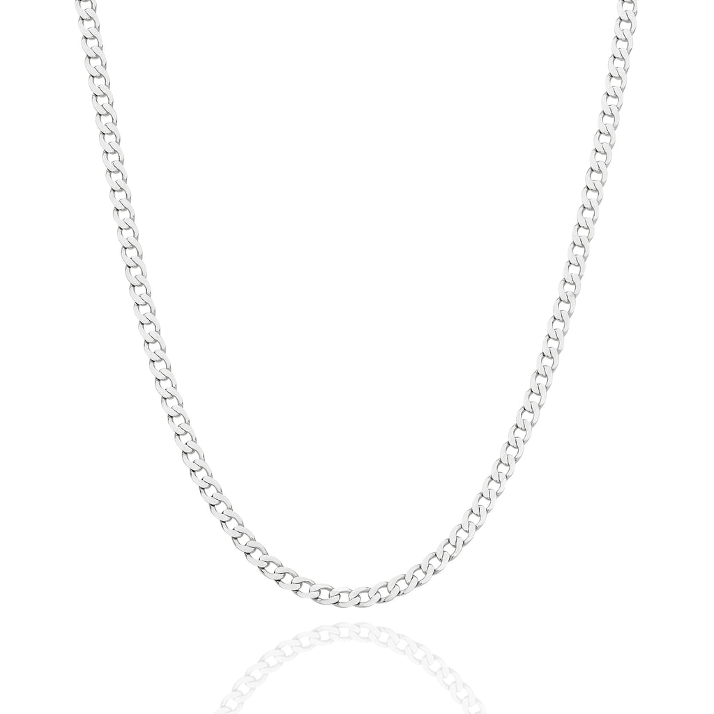 Diamond Cut Flat Curb Chain 3.06mm White Gold - CFFC00003