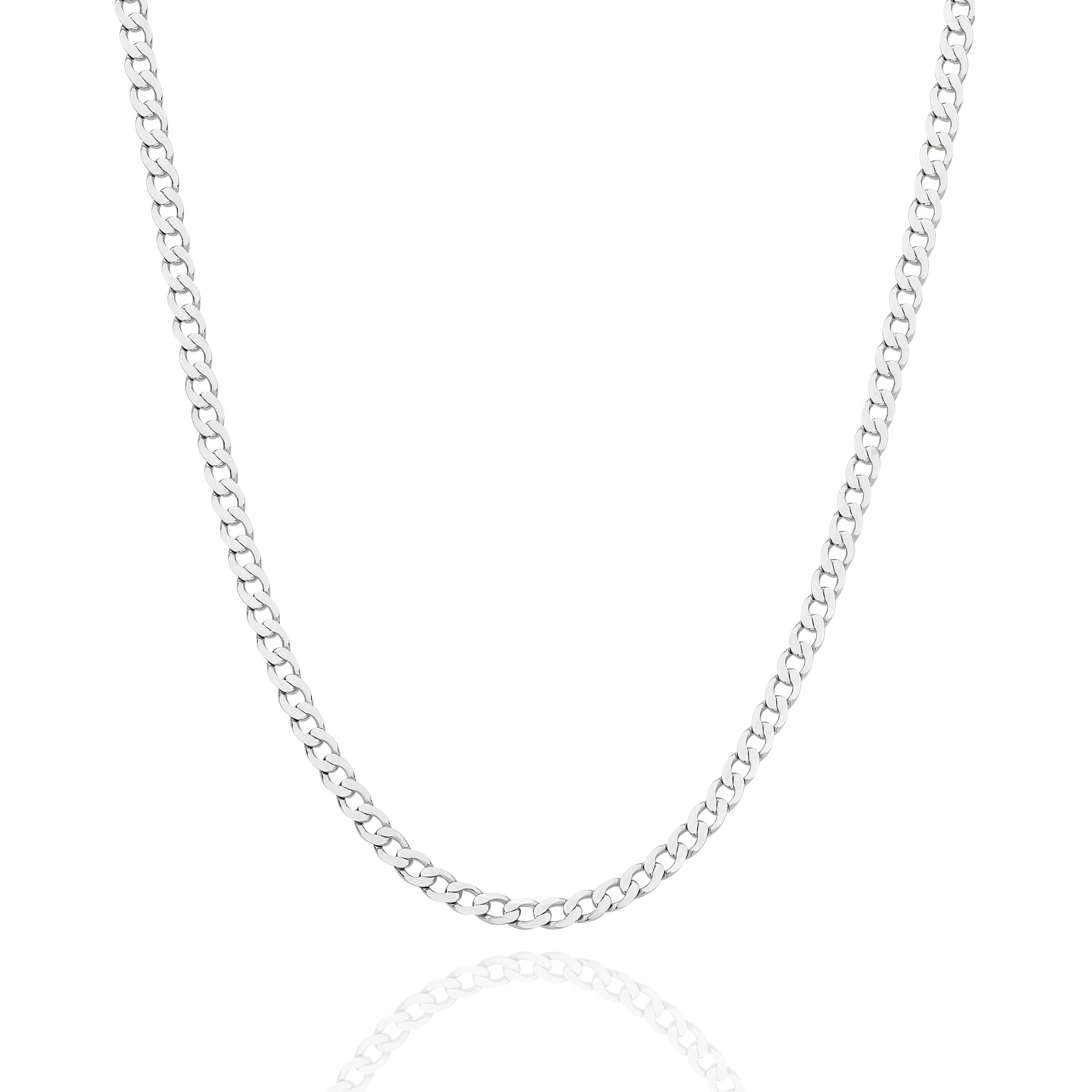 Diamond Cut Flat Curb Chain 3.06mm White Gold - CFFC00003