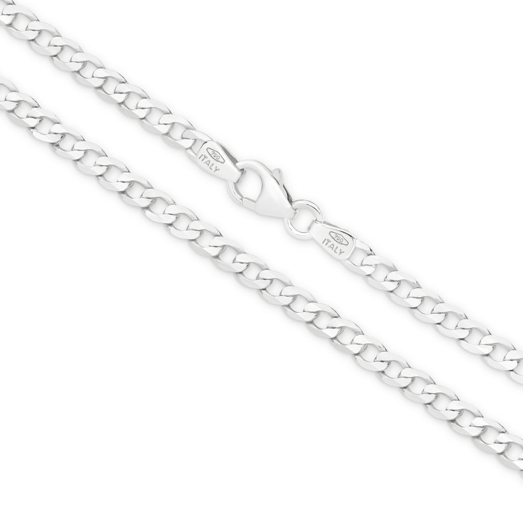 Diamond Cut Flat Curb Chain 3.06mm White Gold - CFFC00003