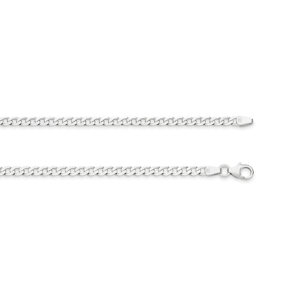 Diamond Cut Flat Curb Chain 3.06mm White Gold - CFFC00003