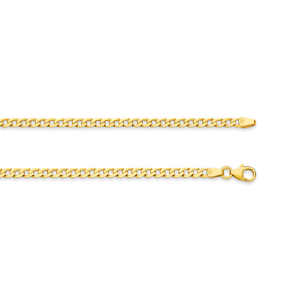 Diamond Cut Flat Curb Chain 3.06mm Yellow Gold - CFFC00006
